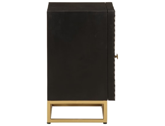 VIDAXL - Table de chevet noir 40x30x50 cm bois massif manguier et fer