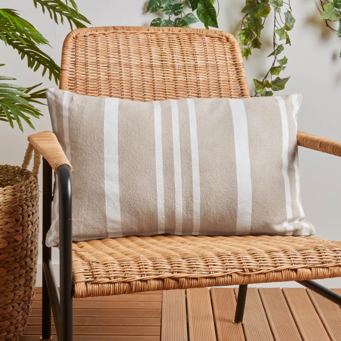 Coussin extérieur rectangulaire (40 x 60 cm) Nautira Ecru