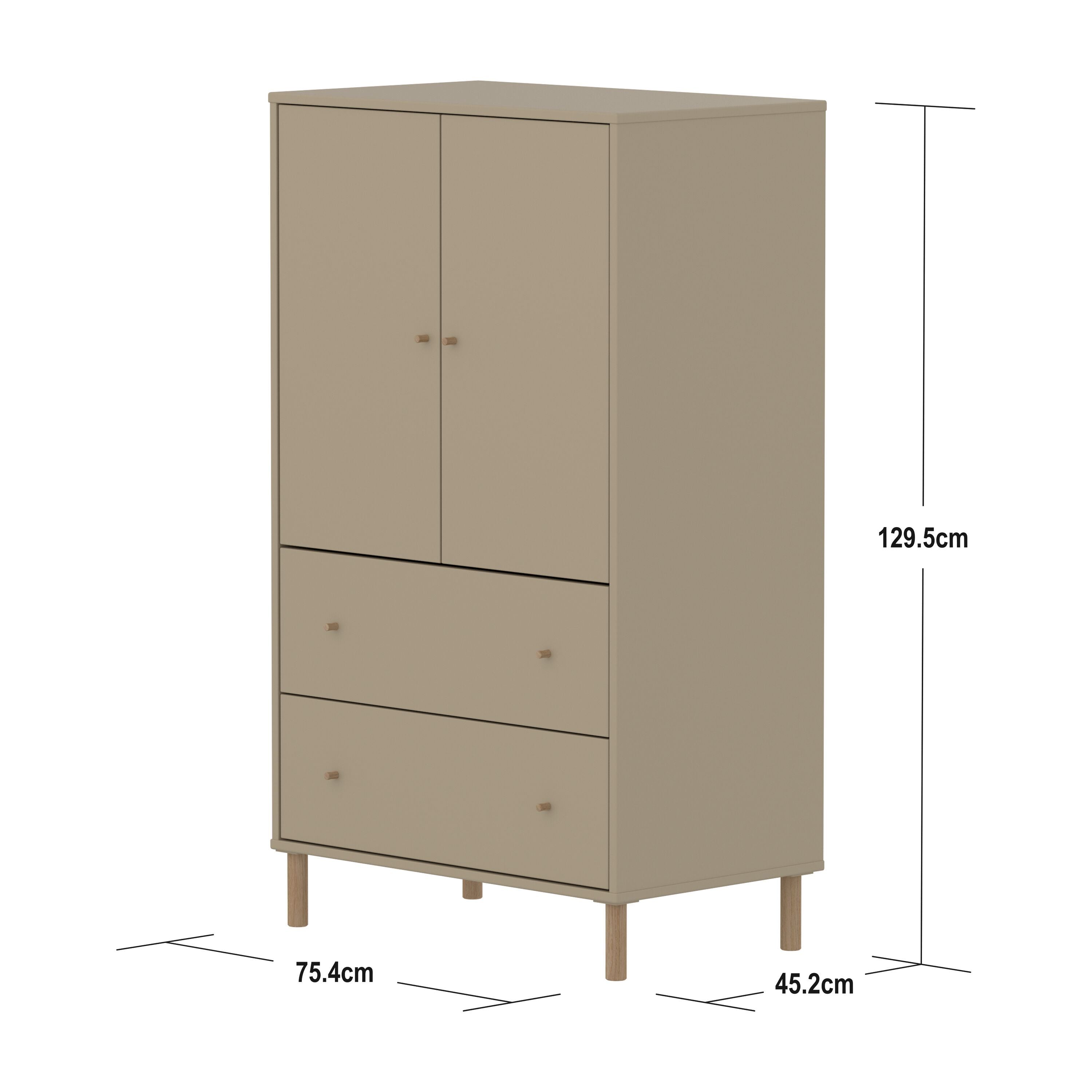 SAGA Schrank mi Schubl oat,oak knobs/Füs - Oat / B: 75.0 cm x T: 45.0 cm x H: 129.5 cm