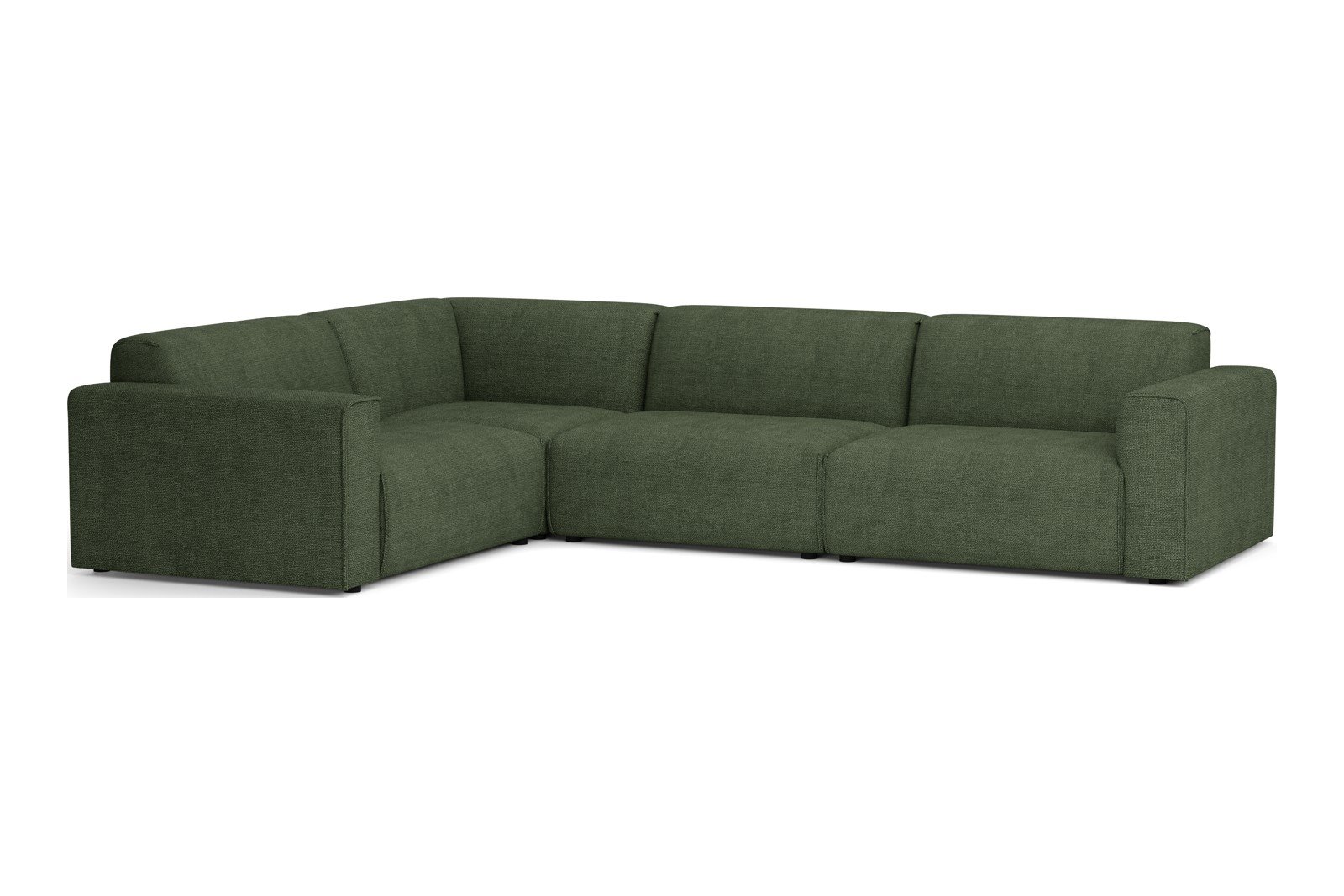 Monaco Lux hjørnesofa 1,5/3 hjørnesofa. Tekstil Fjord 11 Winter Moss med sorte ben. Lux komfort.