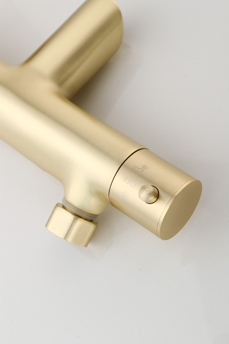 Saniclear Brass thermostatische opbouw badkraan met handdouche geborsteld messing / mat goud