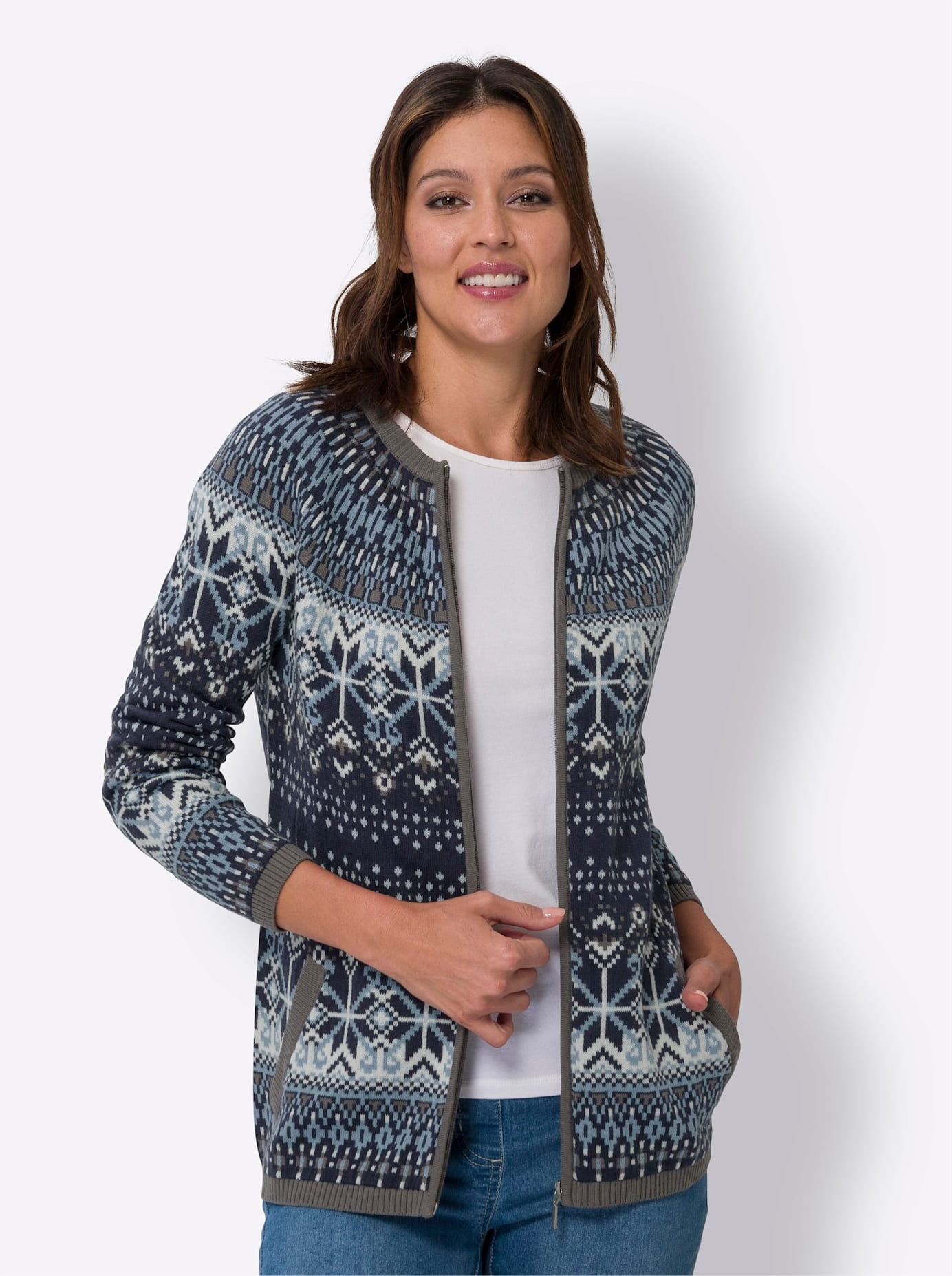 Classic Basics Jacquardstrickjacke