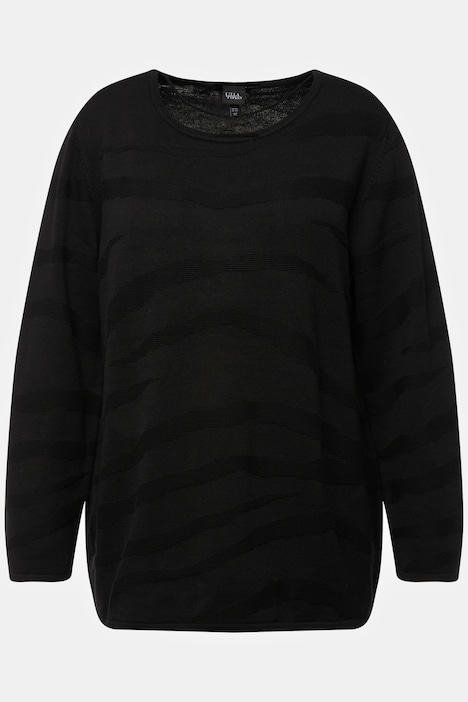Jacquard-Pullover, Zebramuster, U-Boot-Ausschnitt, Langarm