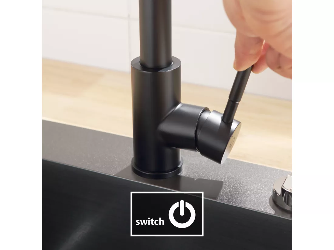 CECIPA MAX Mitigeur de Cuisine Noir avec Douchette Extractible, Monocommande, Rotation à 360°, 2 Modes de pulvérisat Robinet d'évier Cuisine