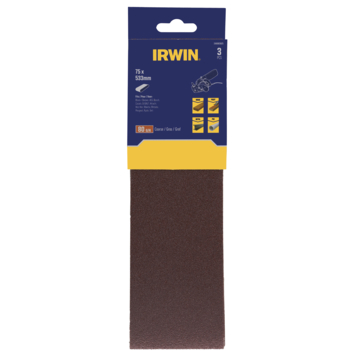 Irwin schuurband 75 x 533 mm K80 voor Bosch, Gamma, Festool, 3 stuks