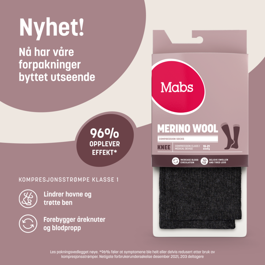 Mabs Ull kompresjonsstrømpe kne sort XXL 1 par