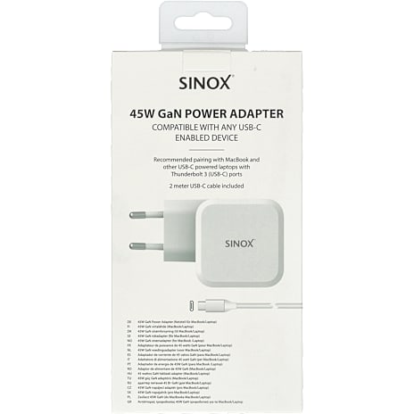 Sinox USB-C Macbook strømforsyning 45 Watt