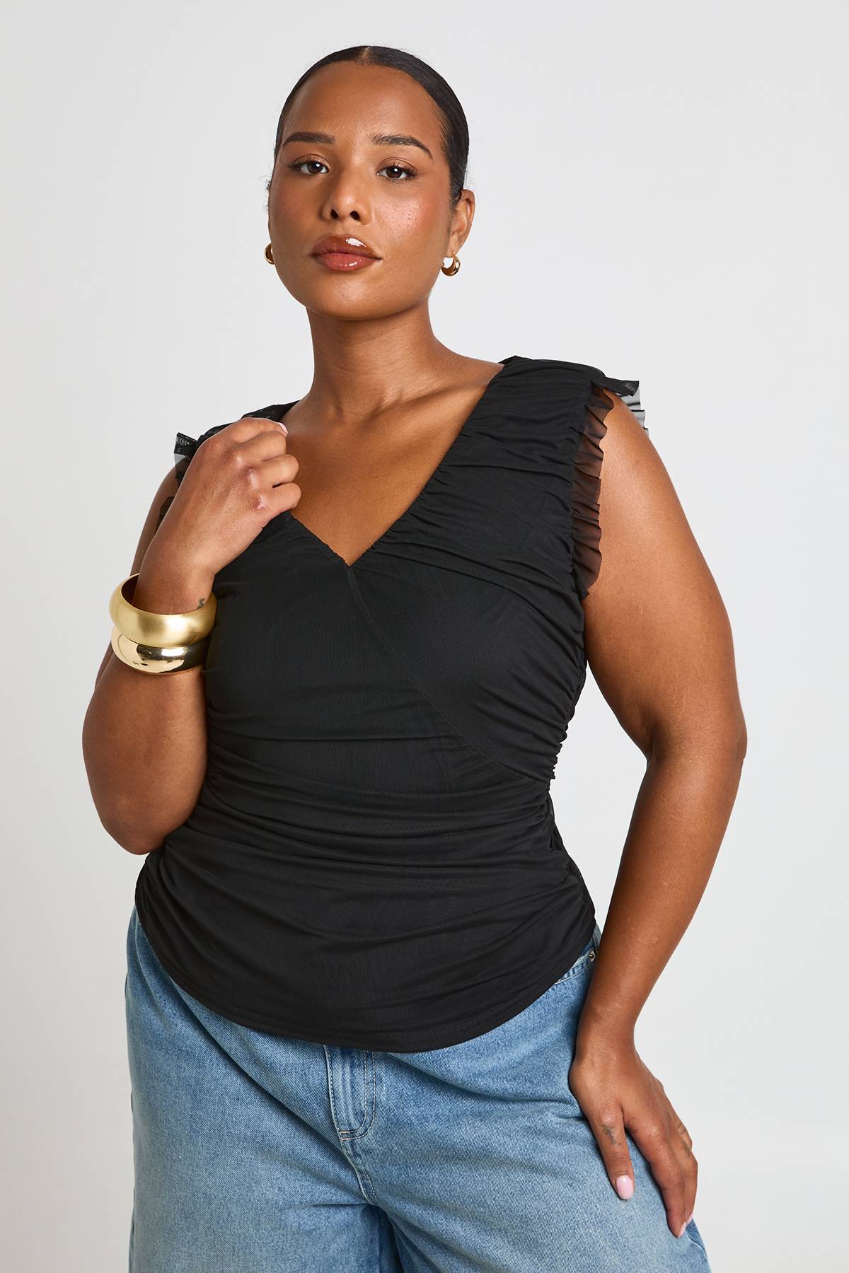 boohoo Top Grande Taille À Encolure En V Et Imprimé