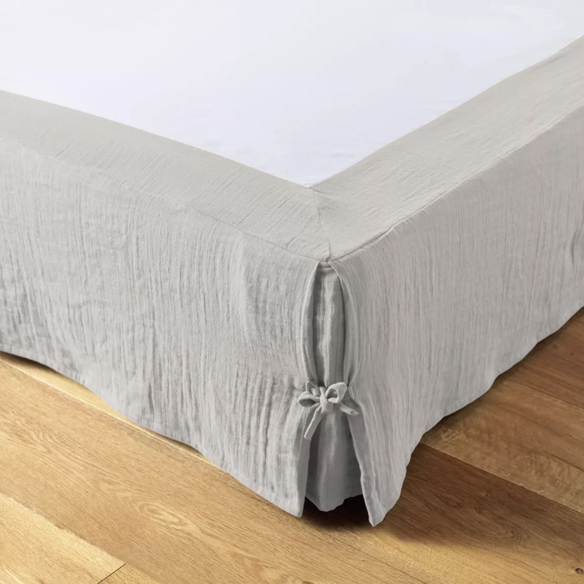Cache-sommier Gaze de coton (90 x 190 cm) Gaïa Gris nuage