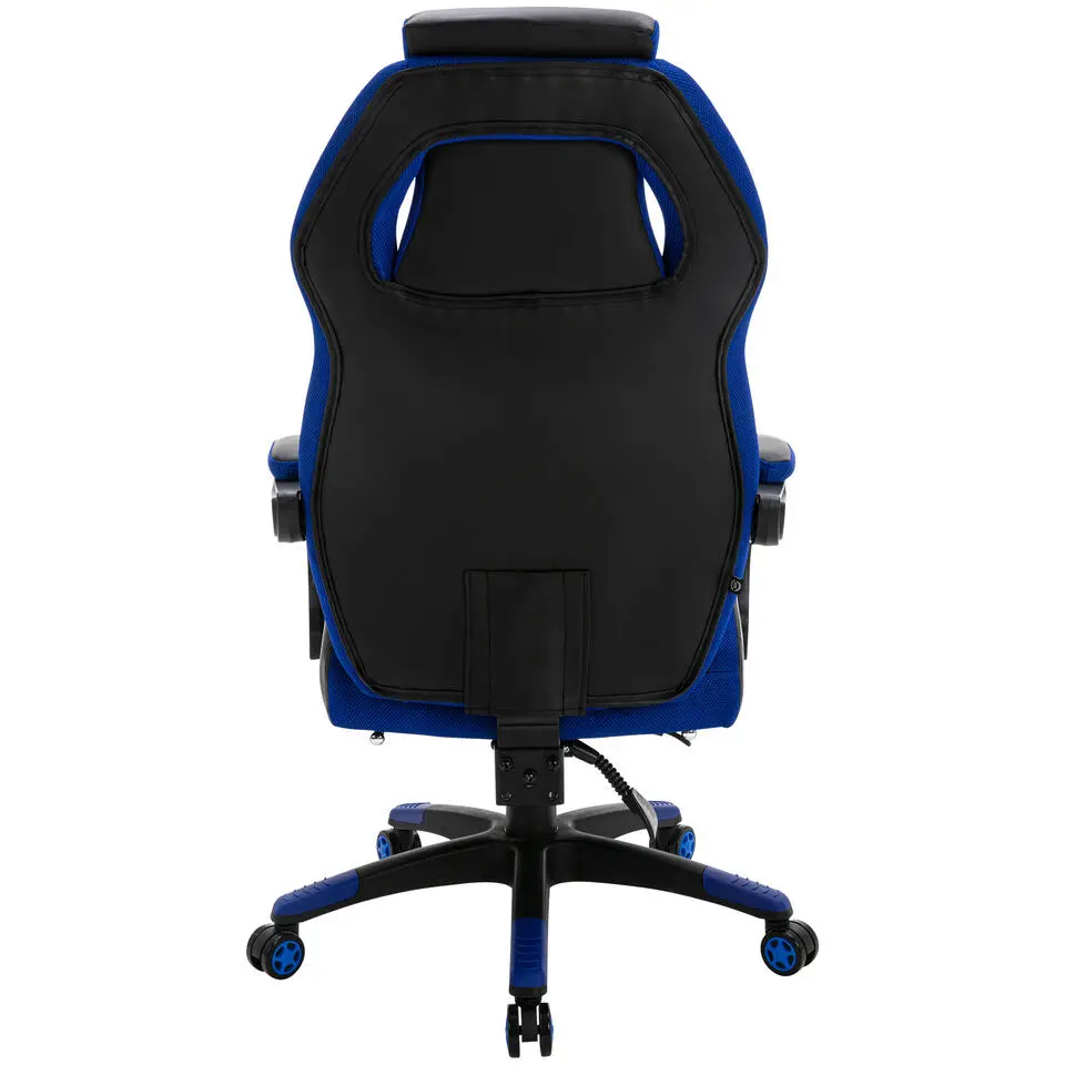 CLP Bureaustoel Clovis zwart Frame - Kunstleer - zwart/blauw