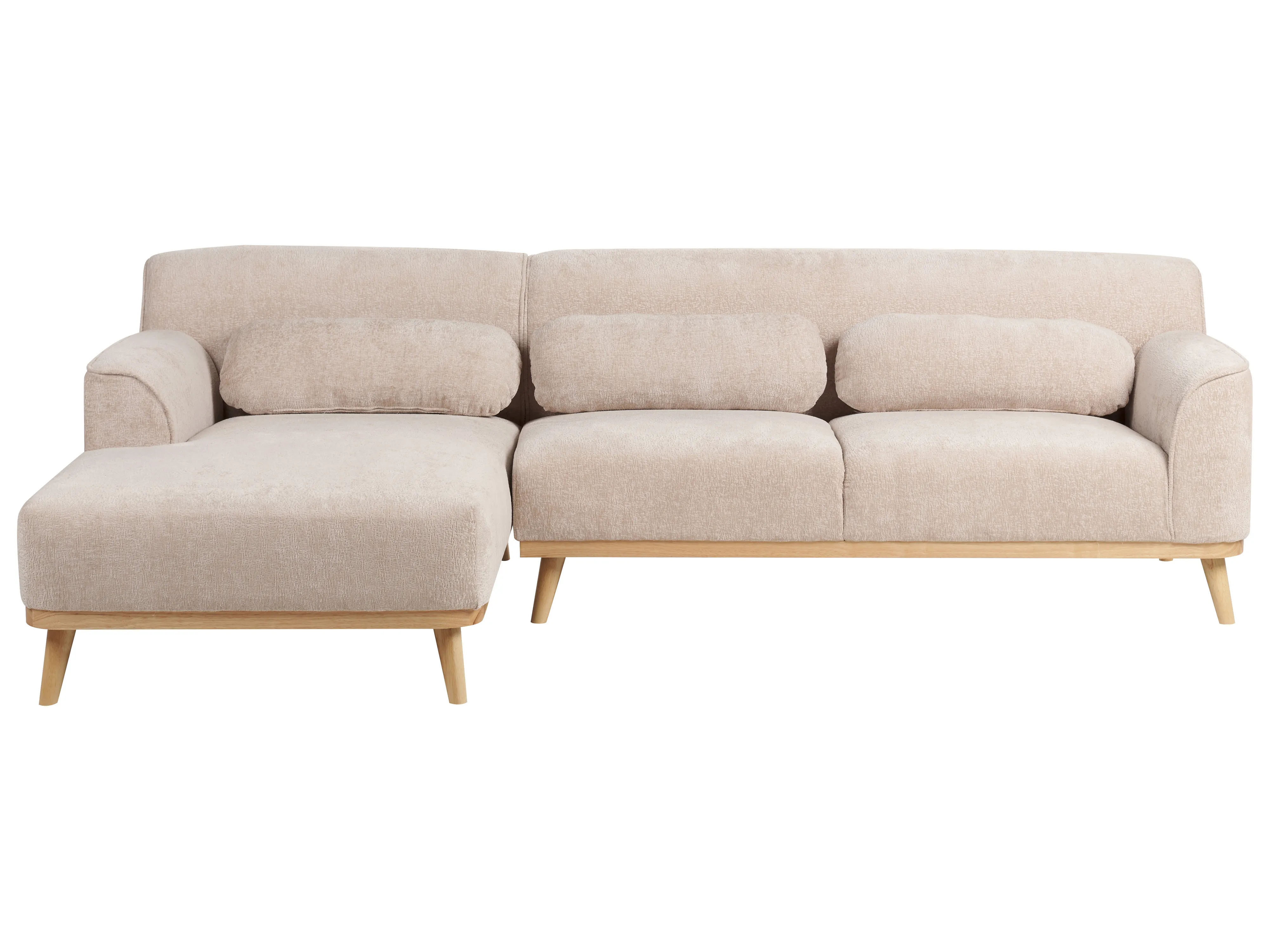 Hoekbank 3-zits SIMOS Chenille Beige rechtszijdig