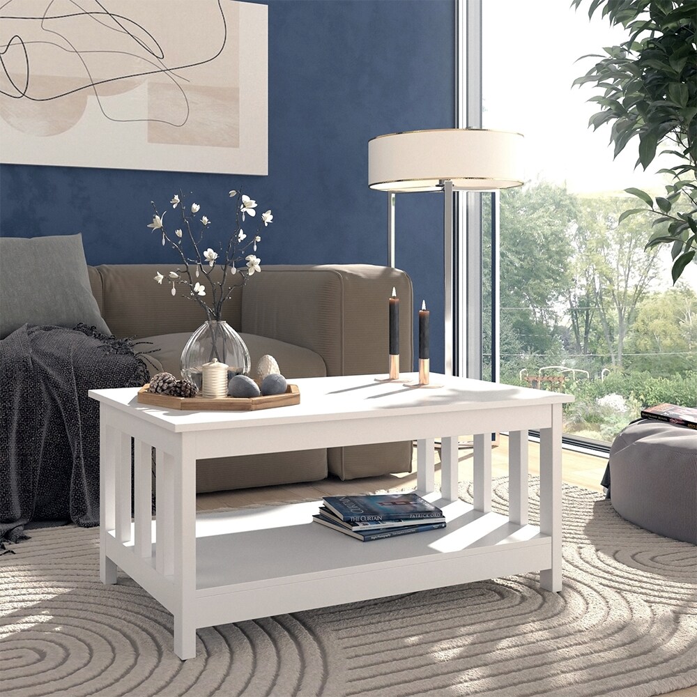 Vicco Couchtisch Oxford Weiß 101 x 46 cm mit Stauraum