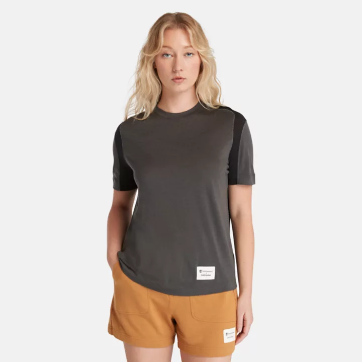 T-shirt Timberland x Icebreaker ZoneKnit en tricot de laine mérinos pour femme en gris foncé