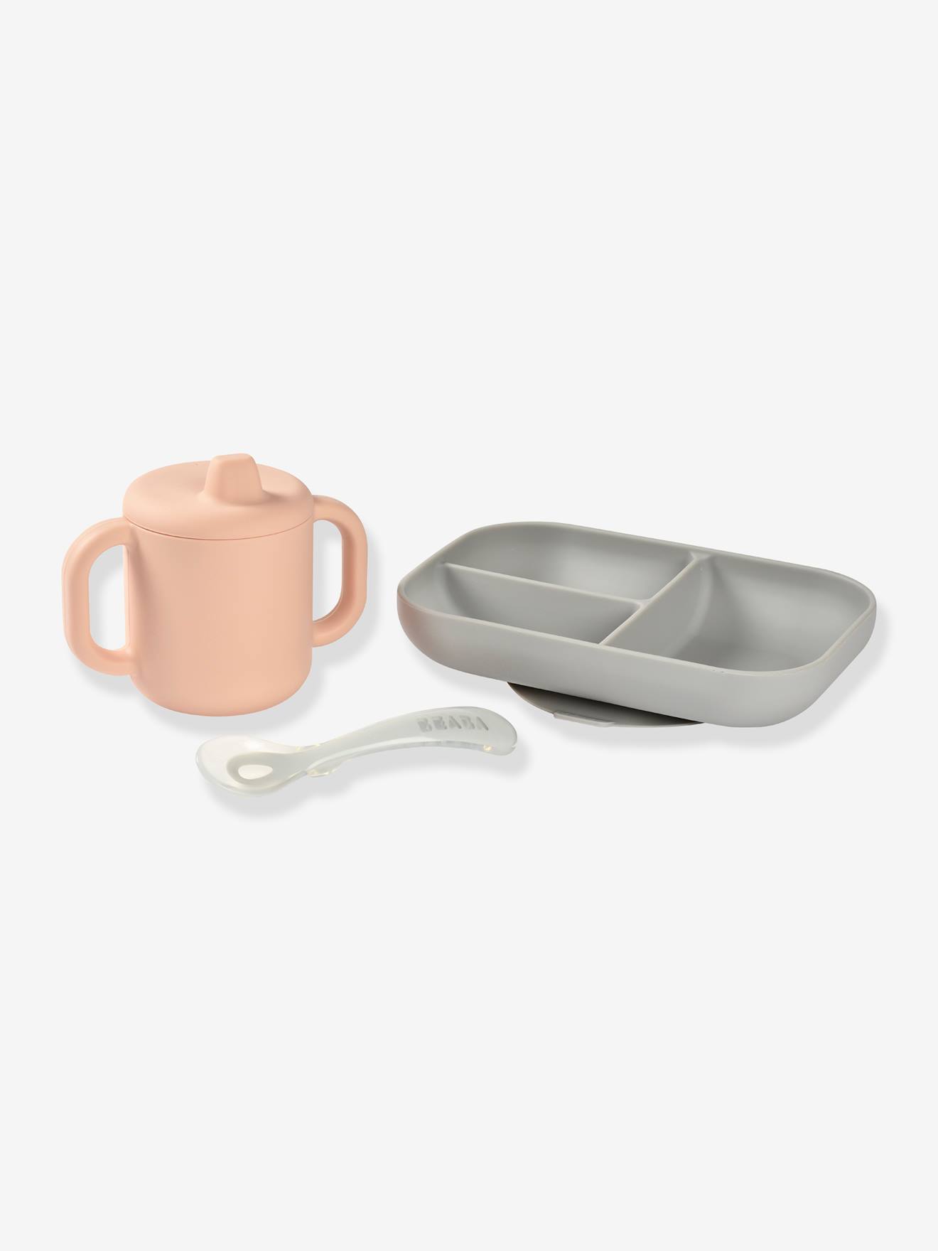 Conjunto de aprendizagem de silicone BEABA com 3 peças, azul