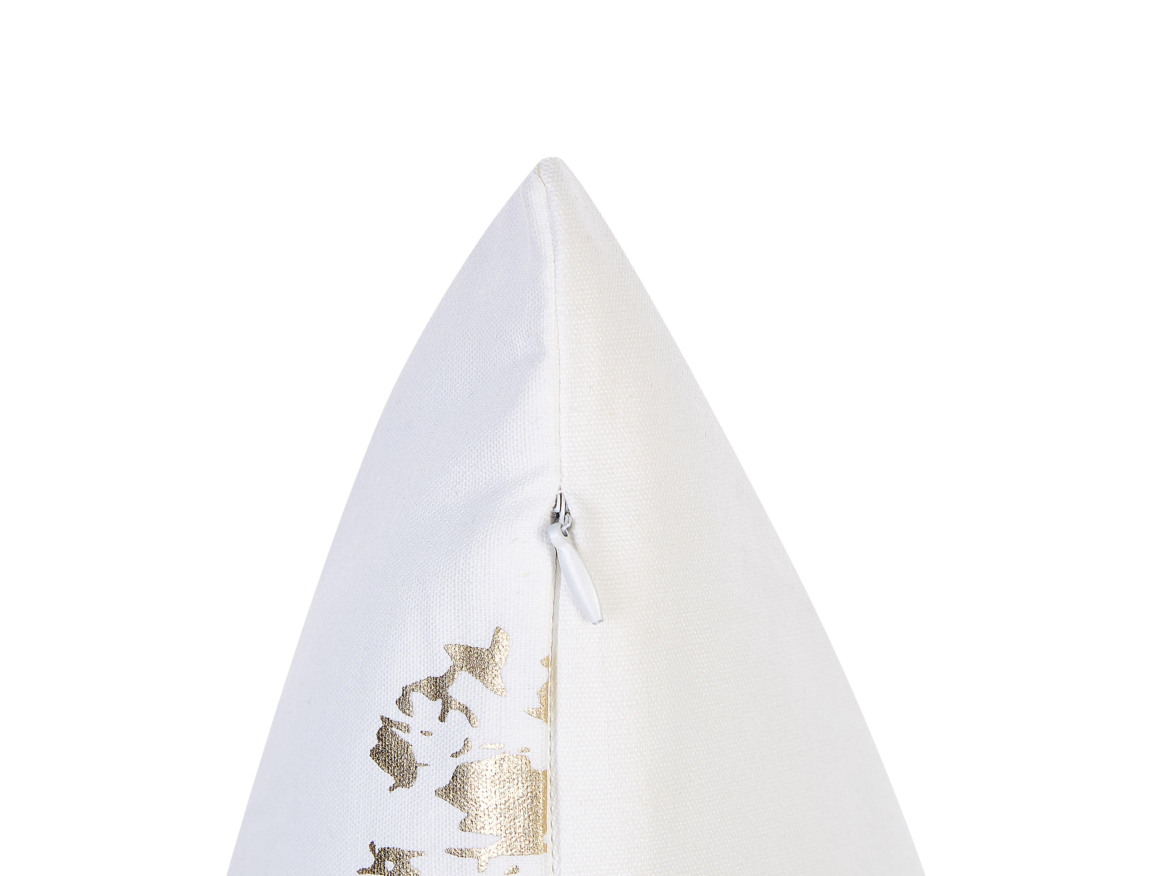 Set van 2 sierkussens GOLDENROD Fluweel 45 x 45 cm Wit bladpatroon