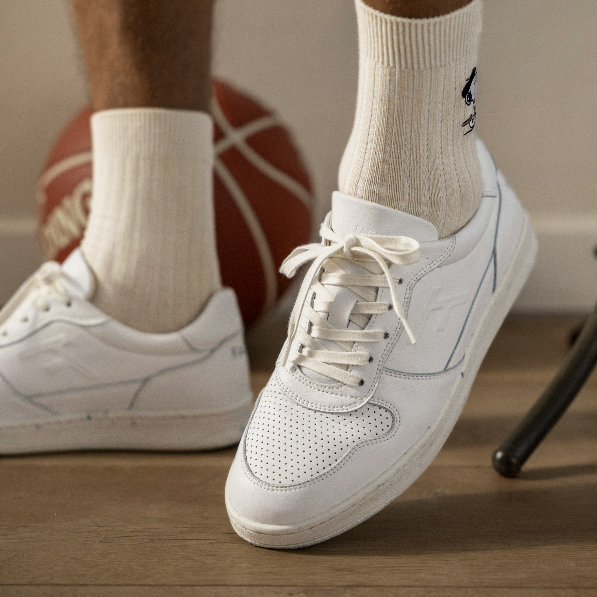 Baskets blanches cuir et caoutchouc recyclé - modèle alder