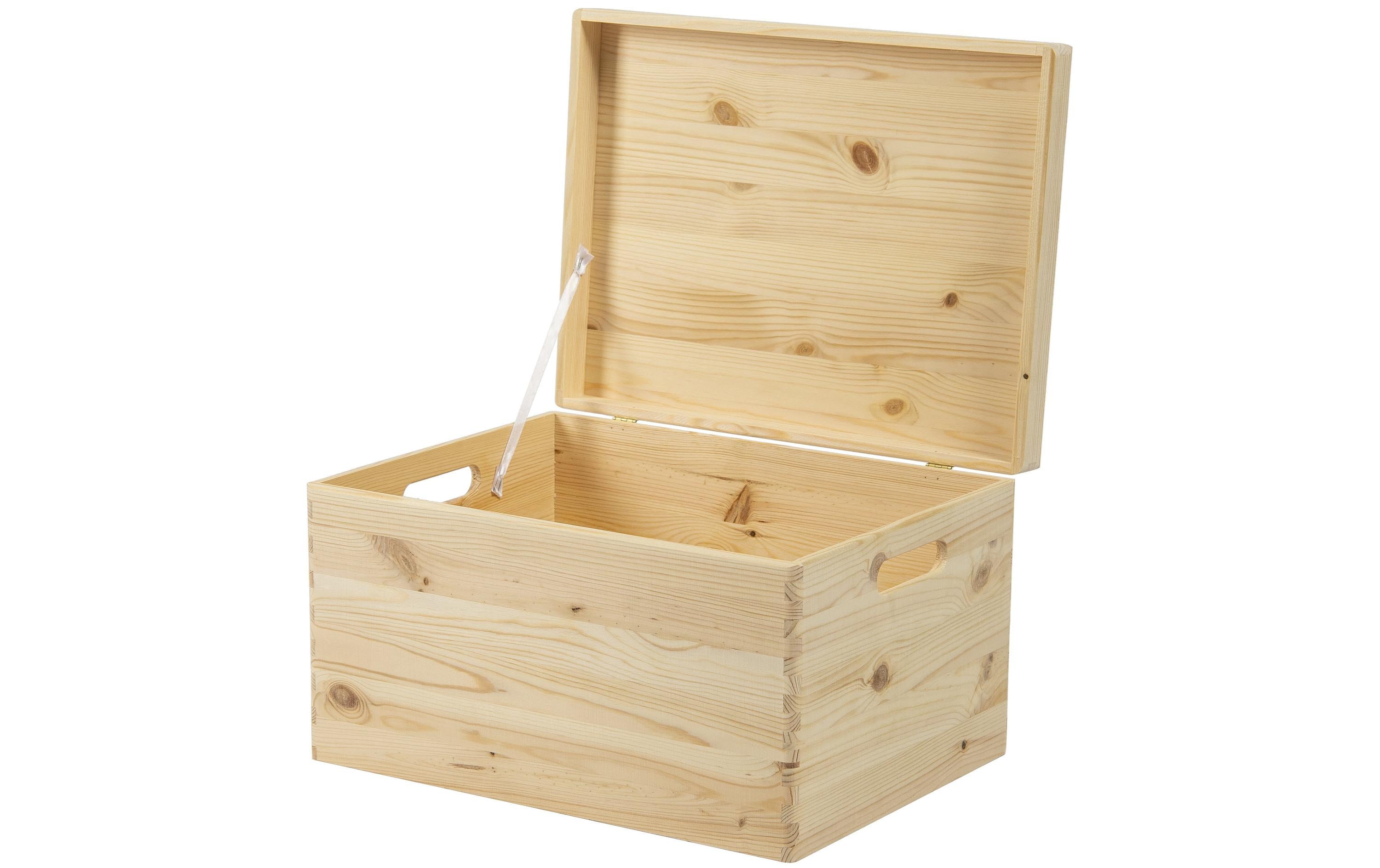 Aufbewahrungsbox mit Deckel, Kiefer 30 x 23 x 40 cm, BraunHolzbox mit Griff zum Stapeln