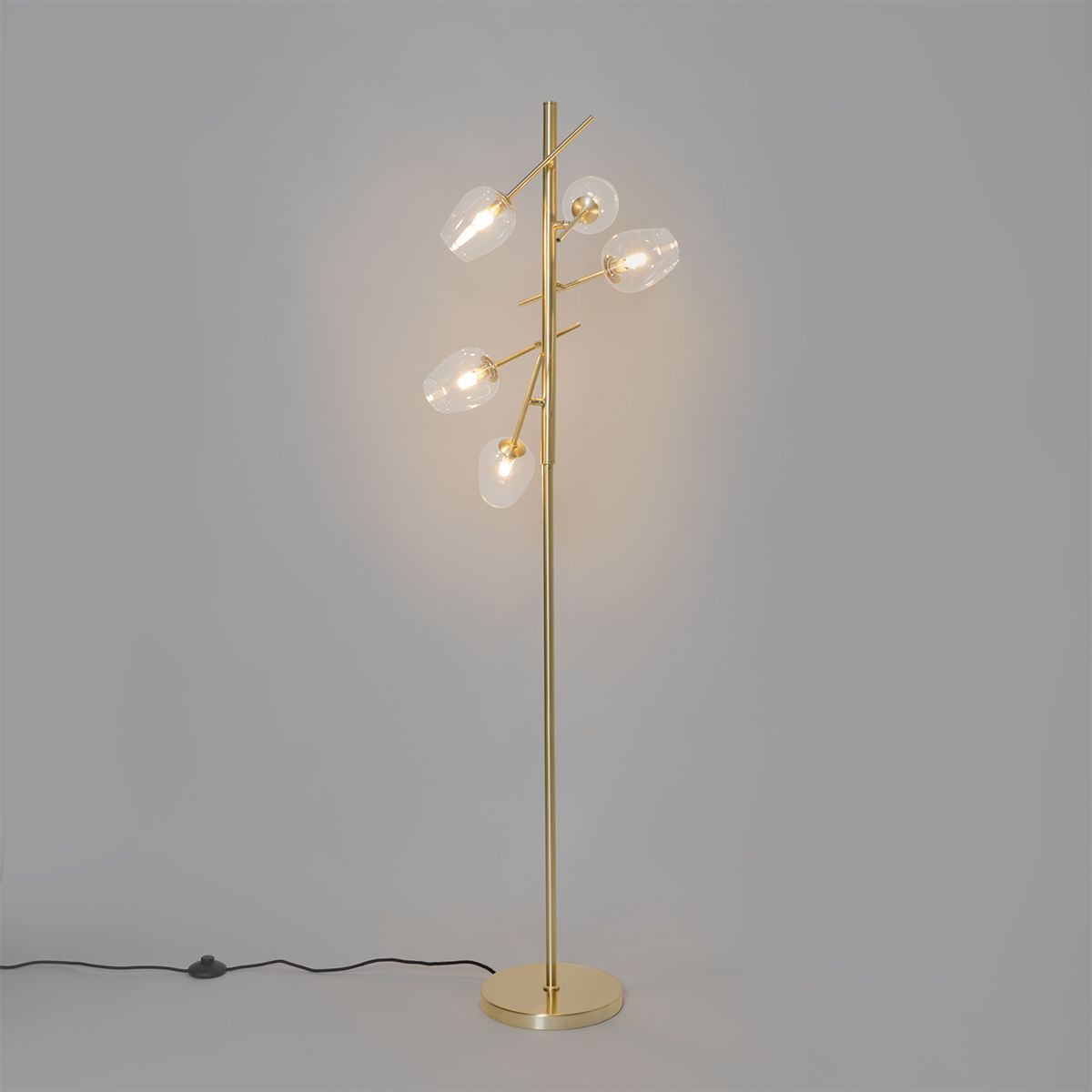Klassieke vloerlamp goud met glas 5-lichts - Elien