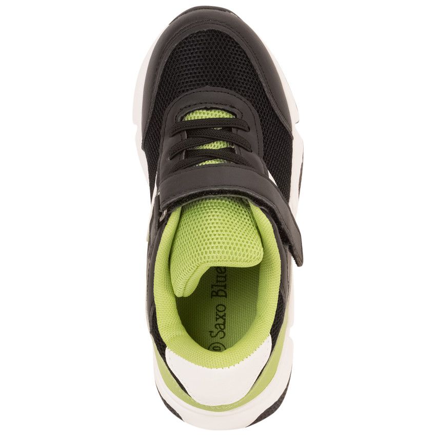 Baskets de sport avec lacets élastiques et velcro pour garçon - Noir