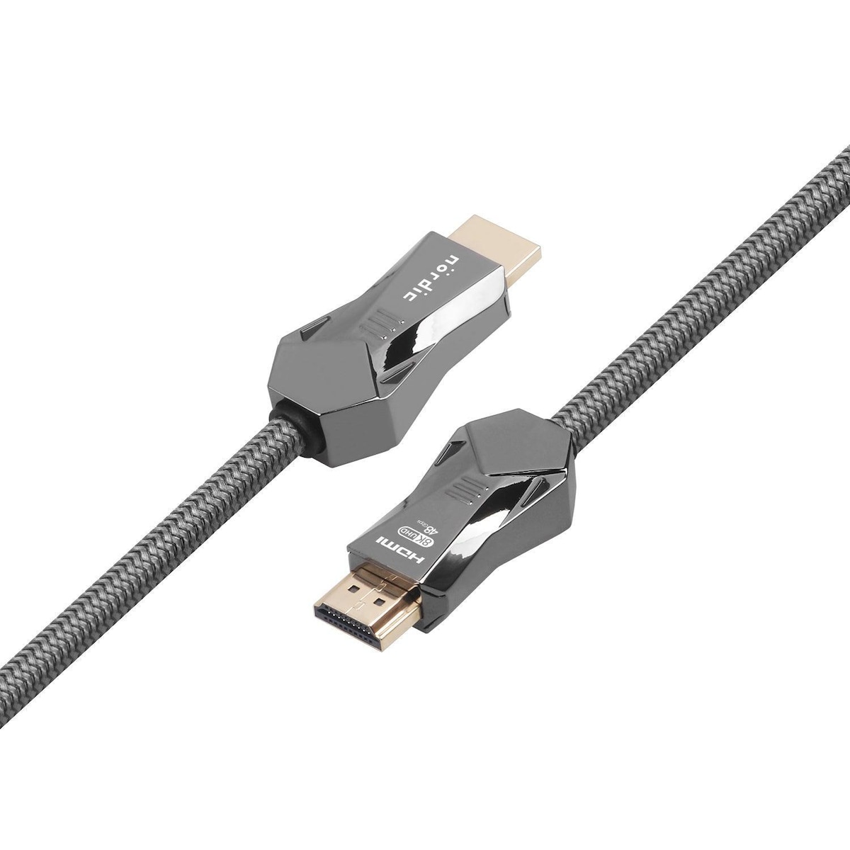 NORDIC-SERTIFISERT KABLER 2m Ultra High Speed ​​​​HDMI 2.1 8K 60Hz 4K 120Hz 48Gbps Dynamic HDR eARC VRR Nylonflettet kabel Gullbelagt