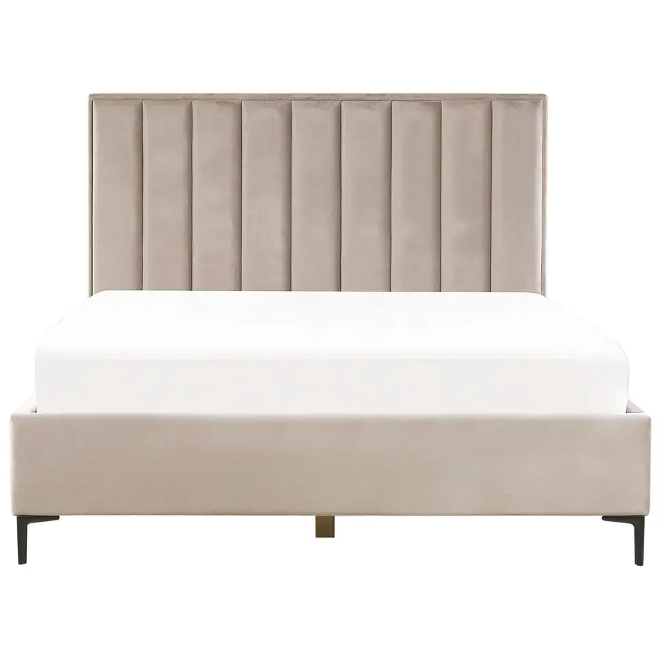 SEZANNE - Bed met opbergruimte - Taupe - 180 x 200 cm - Fluweel