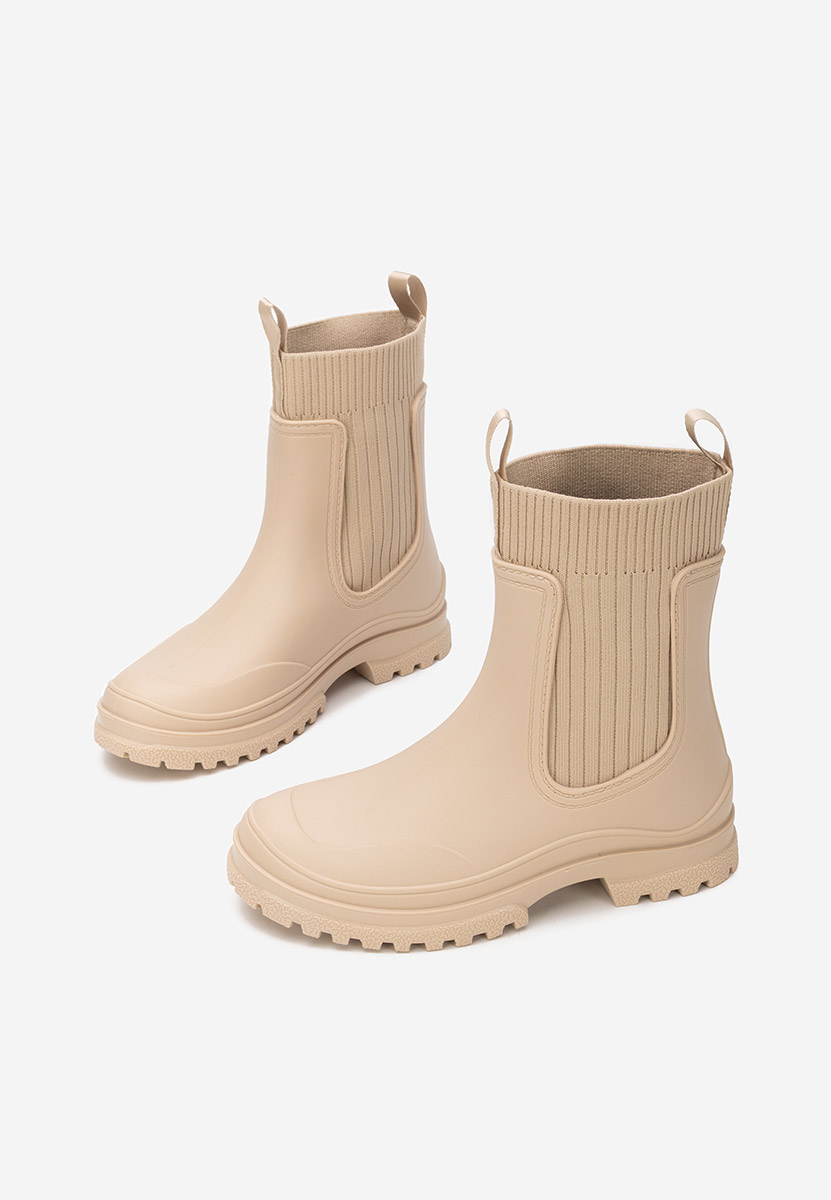 Bottines en caoutchouc beige Aideia