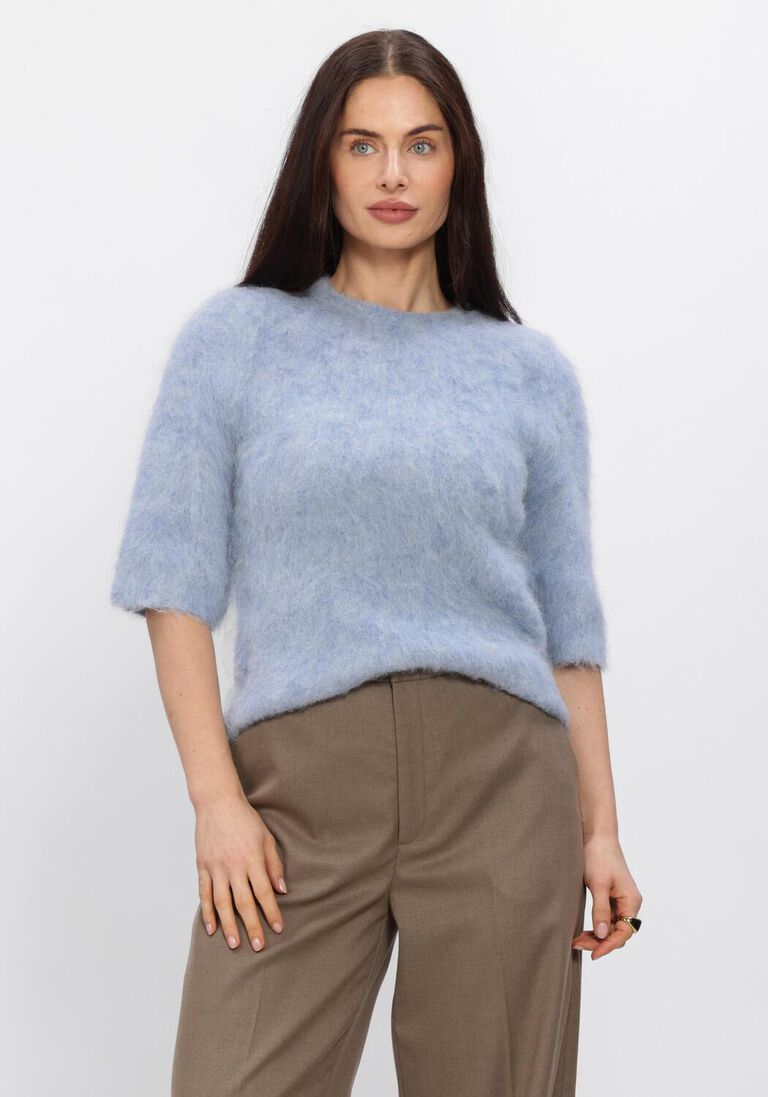 lichtblauwe second female truien/vesten karla knit ss o-neck