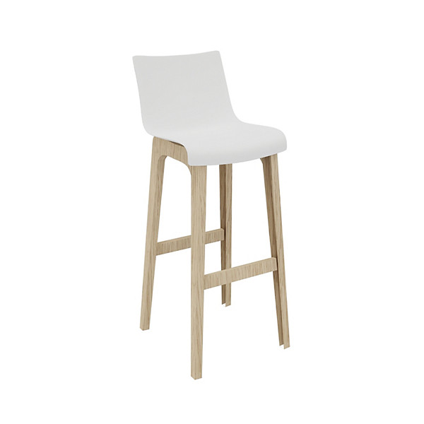 Tabouret haut Amalrik H.102 cm pieds chêne massif - Blanc