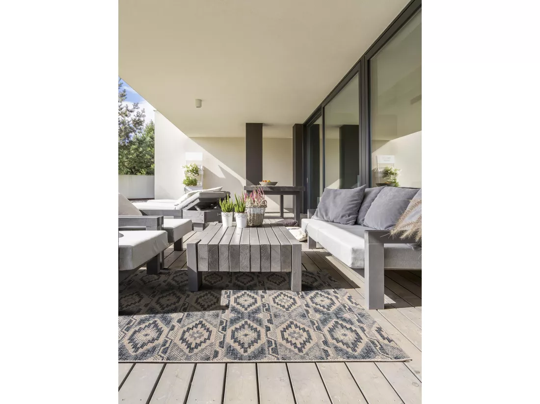 Tapis d'extérieur & intérieur River Bleu 200x285 cm