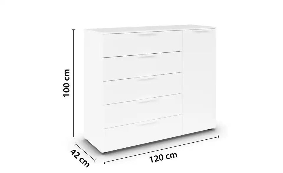 Sideboard Weiß Weiß Front: Dekor, Oberboden: Dekor Weiß
