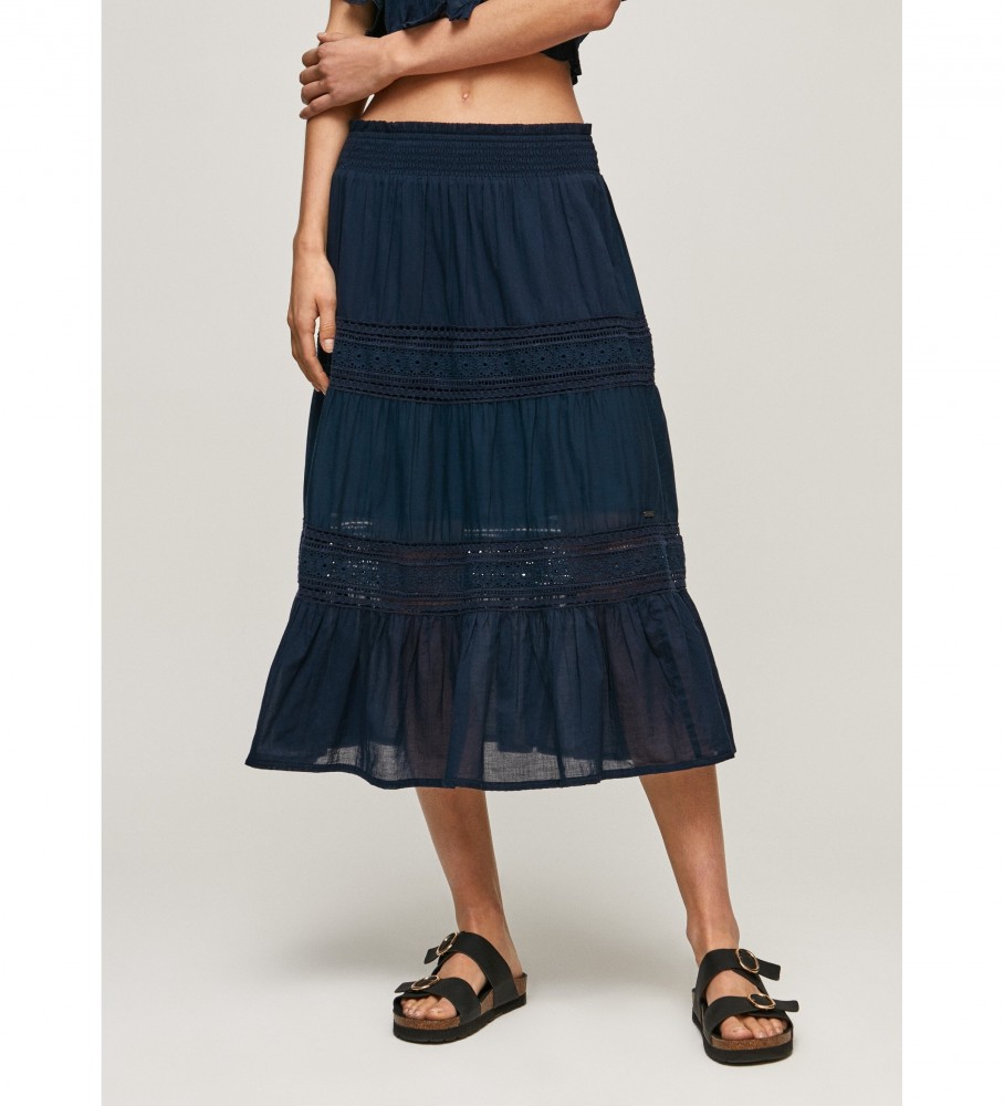 Saia Pepe Jeans Pelia Azul Marinho