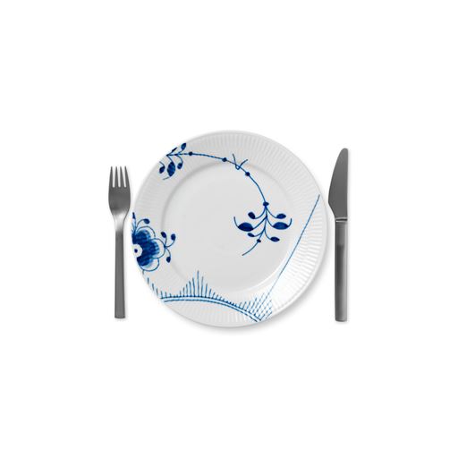Royal Copenhagen Blå Mega Riflet Frokosttallerken, Ø22 cm