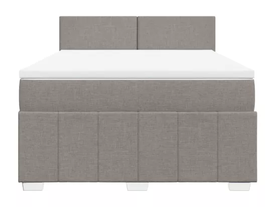Sommier à lattes de lit avec matelas Taupe 140x190 cm Tissu