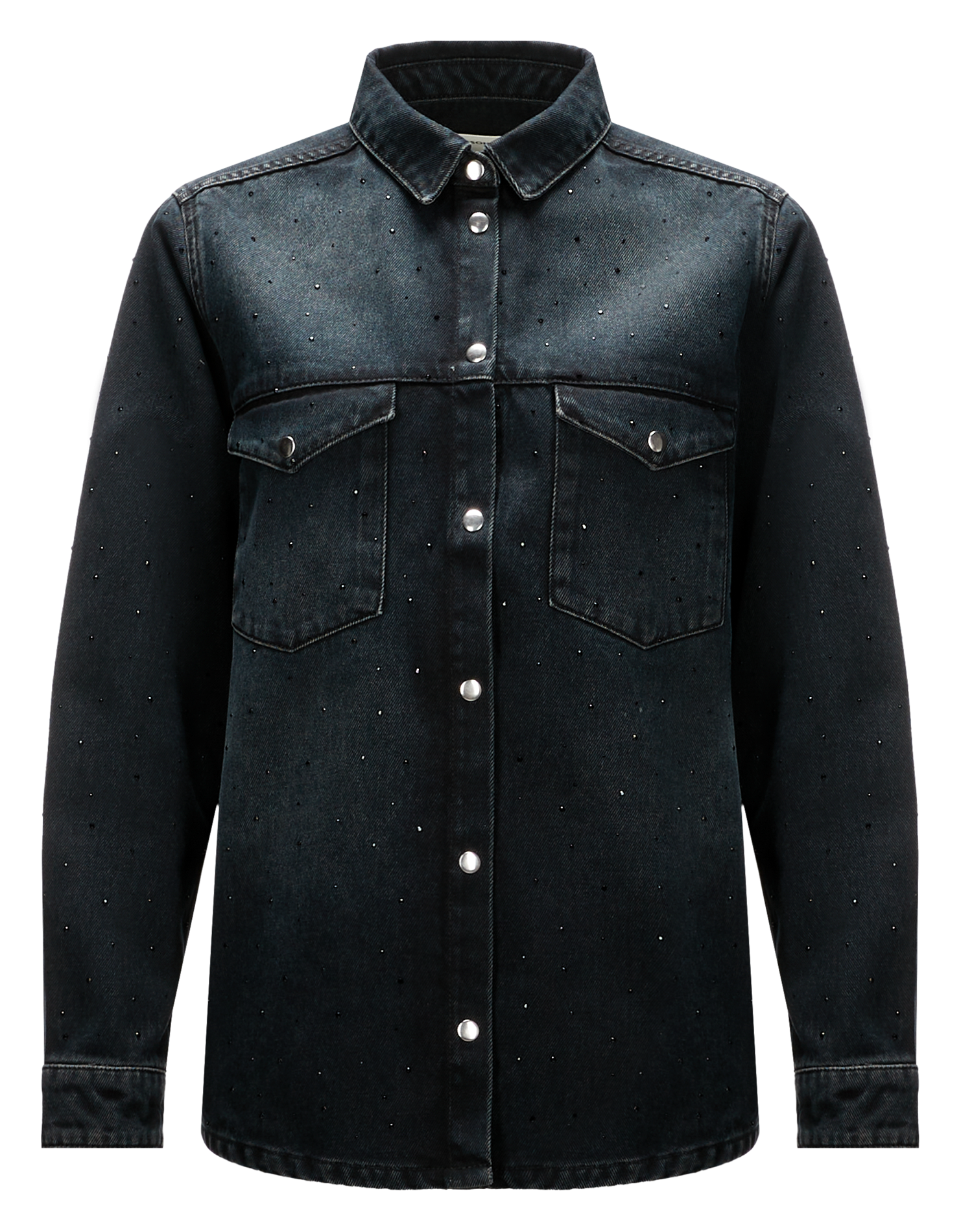 UVIK - Chemise droite en denim strassée| Noir