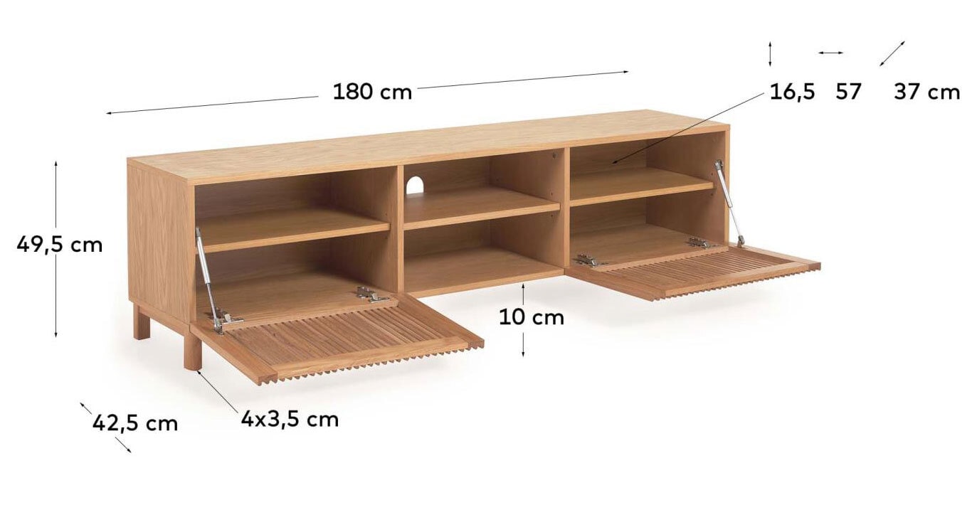 Kave Home Lowboard BEYLA 180 x 49,5 cm Eiche braun
