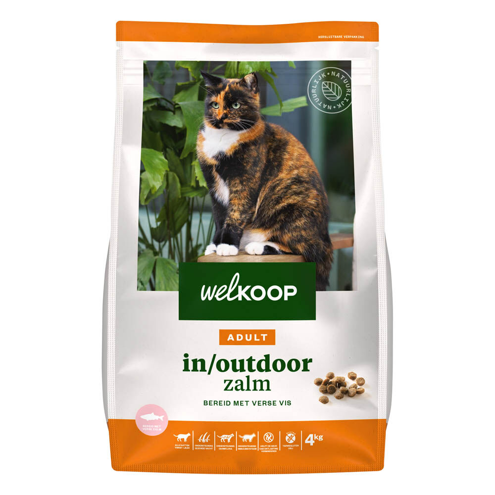 Welkoop Adult in/outdoor - Kattenvoer - 4 Kilogram - kip, zalm