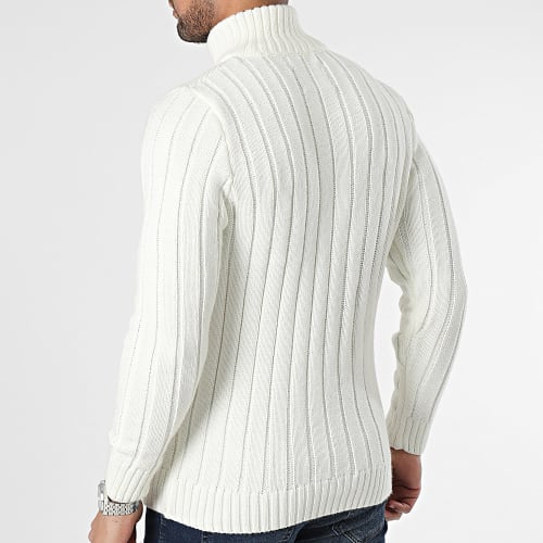 Pull Col Zippé Blanc