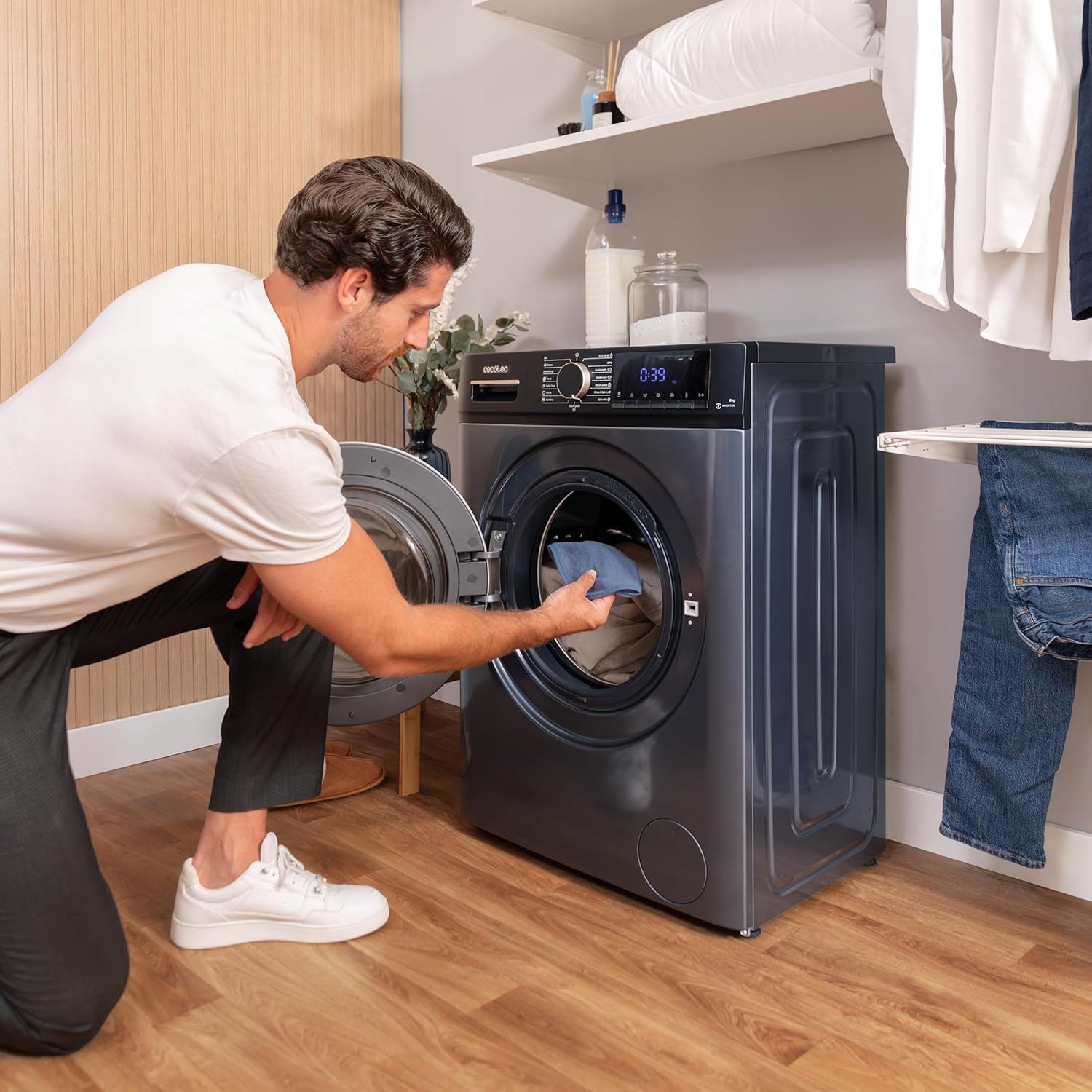 Cecotec Lave-linge 8 kg Bolero DressCode 8610 Inverter Steel A. Chargement Frontal, 1400 RPM, SteamMax, Motor Inverter Plus, 15 Programmes, OnSmart, Stop&Go, DrrumClean, Caoutchouc Antibactérien