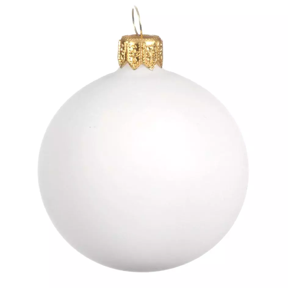 Lot de 4 boules de Noël en verre (D100 mm) Arctique mate Blanc laine