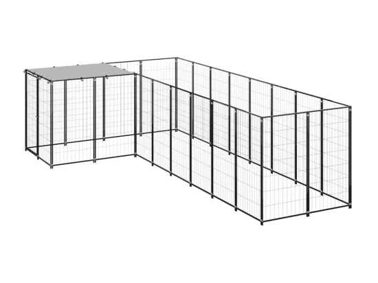 Chenil extérieur cage enclos noire 220 x 440 x 110 cm 02_0000548