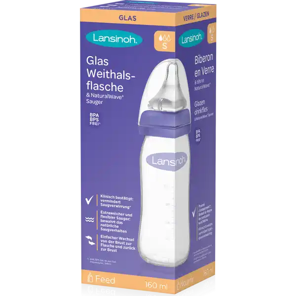 NaturalWave® Glas-Weithalsflasche 160 ml Gr. S