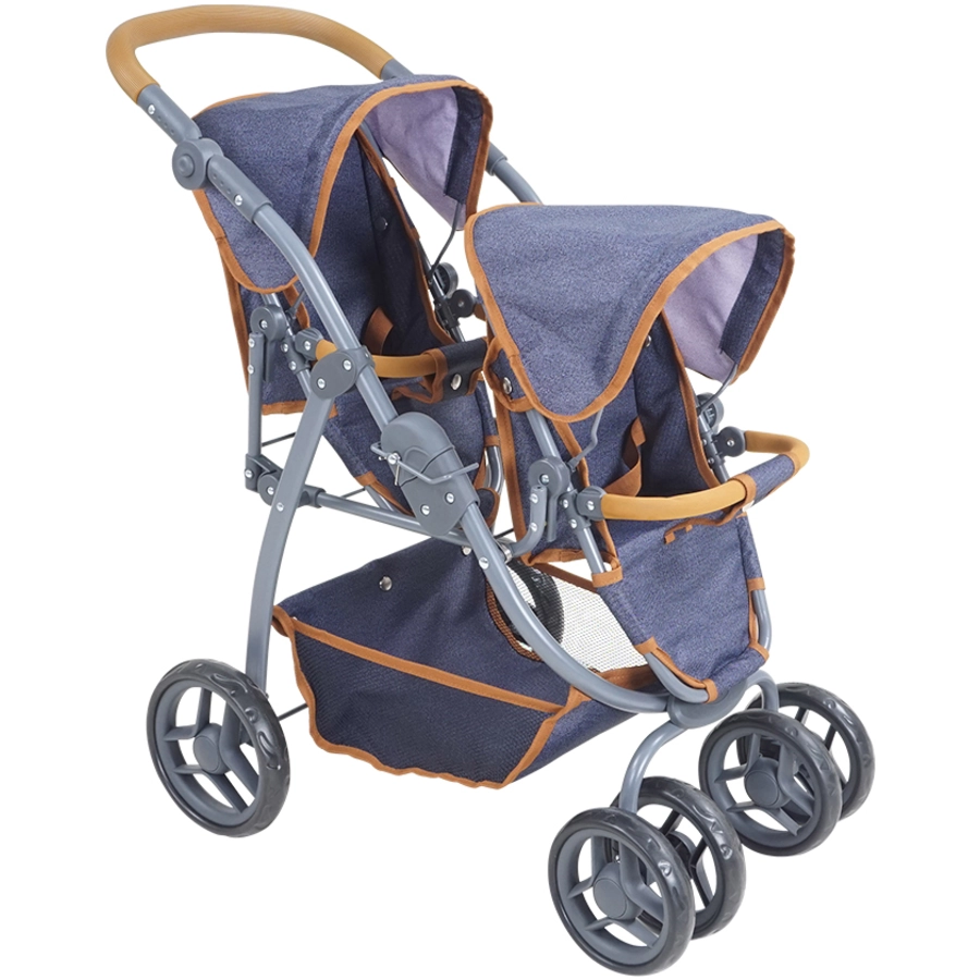 knorr toys® Zwillingspuppenwagen Milo - dark blue blau