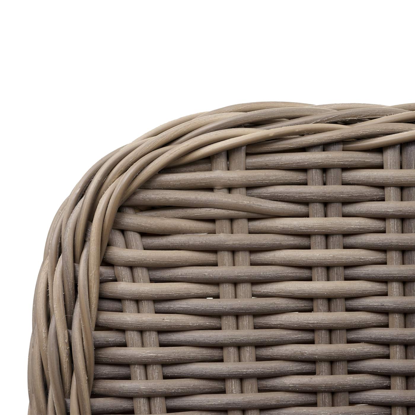 2er-Set Poly-Rattan Stuhl MCW-E98, Rattanstuhl Gartenstuhl Korbsessel, Spun Poly halbrundes Rattan MVG beige Kissen grau