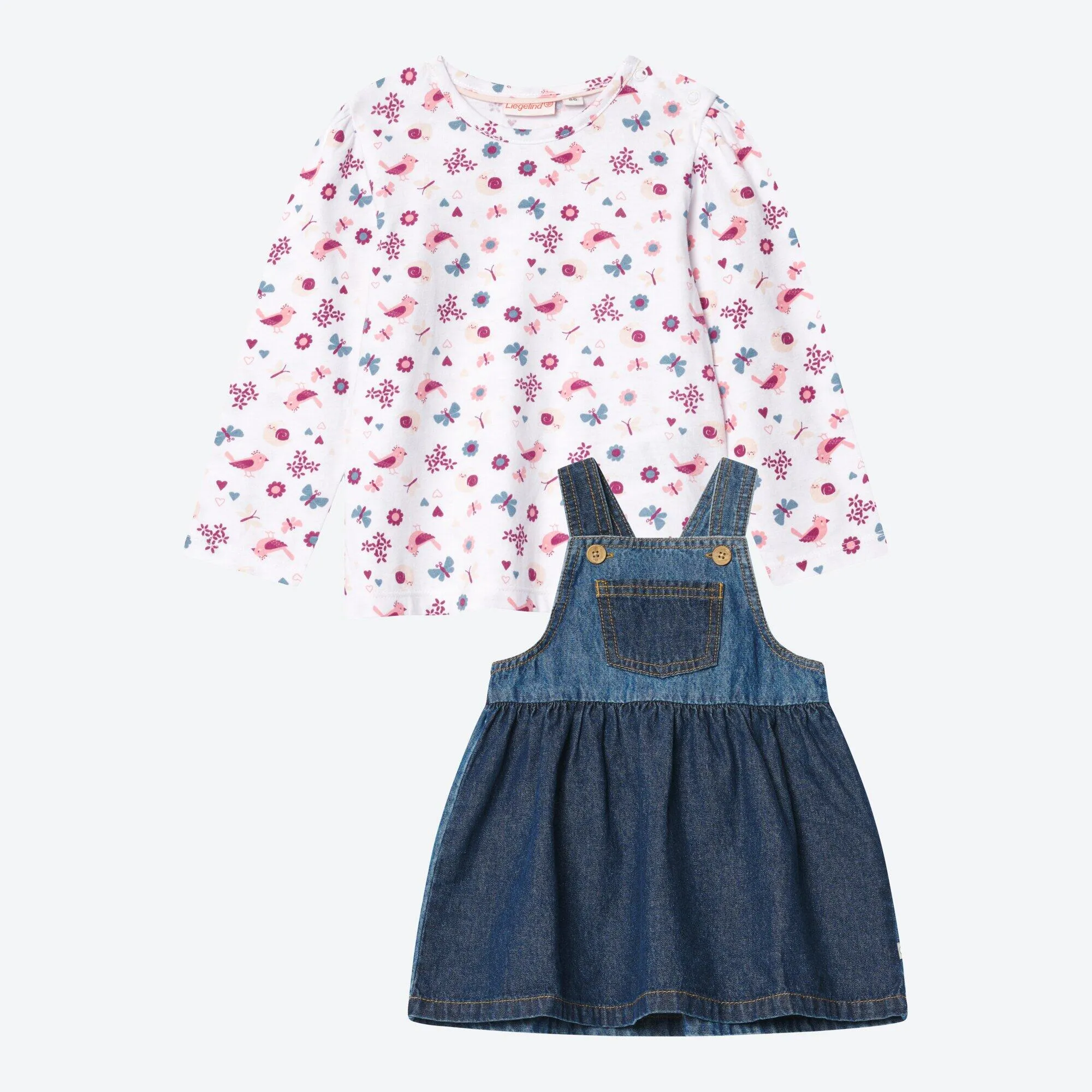 Baby-Mädchen-Set mit Jeans-Kleid, 2-teilig