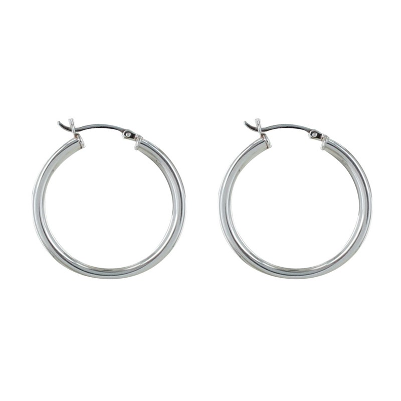 Boucles d'Oreilles Argent Moyennes Créoles Rondes 3cm