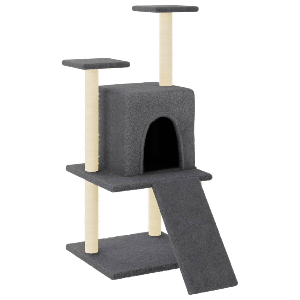 Arranhador para gatos vidaXL com postes de sisal cinza escuro, 110 cm
