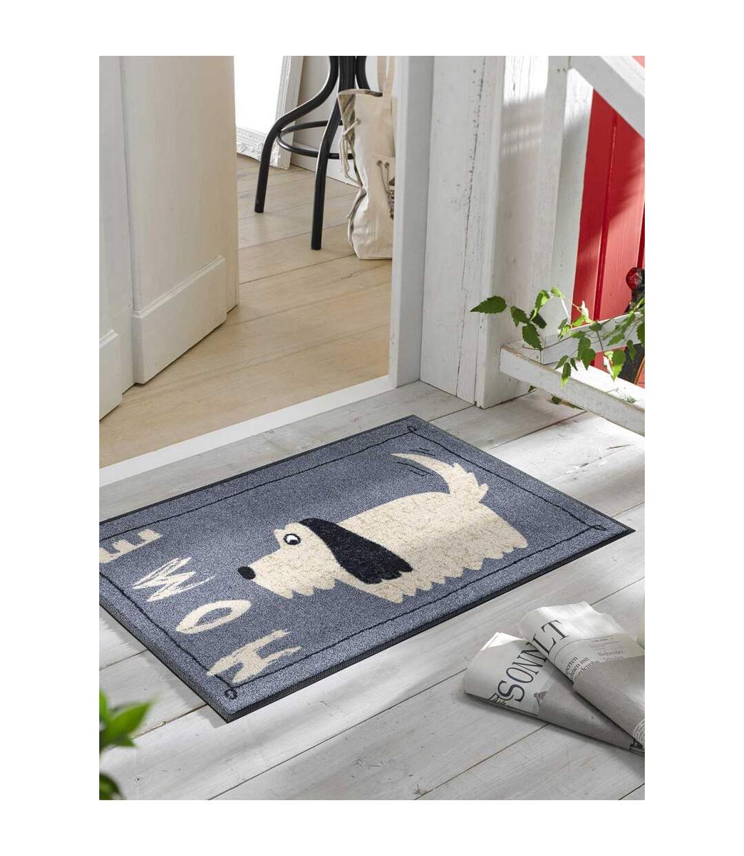 Paillasson DOGGY HOME TX Gris 50x75 OEKO TEX Fait en Europe
