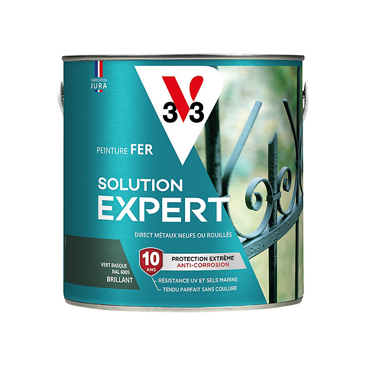Peinture extérieure fer Solution expert vert basque brillant V33 2L