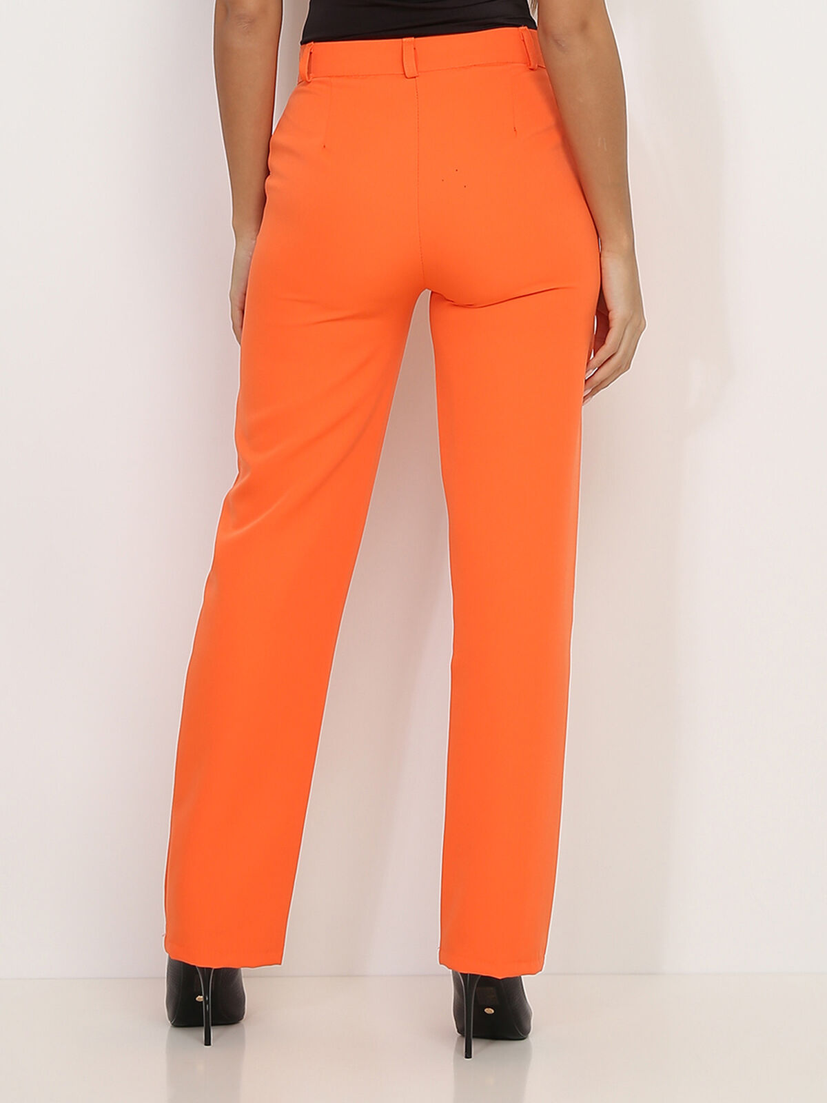 Pantalon classique droit- orange
