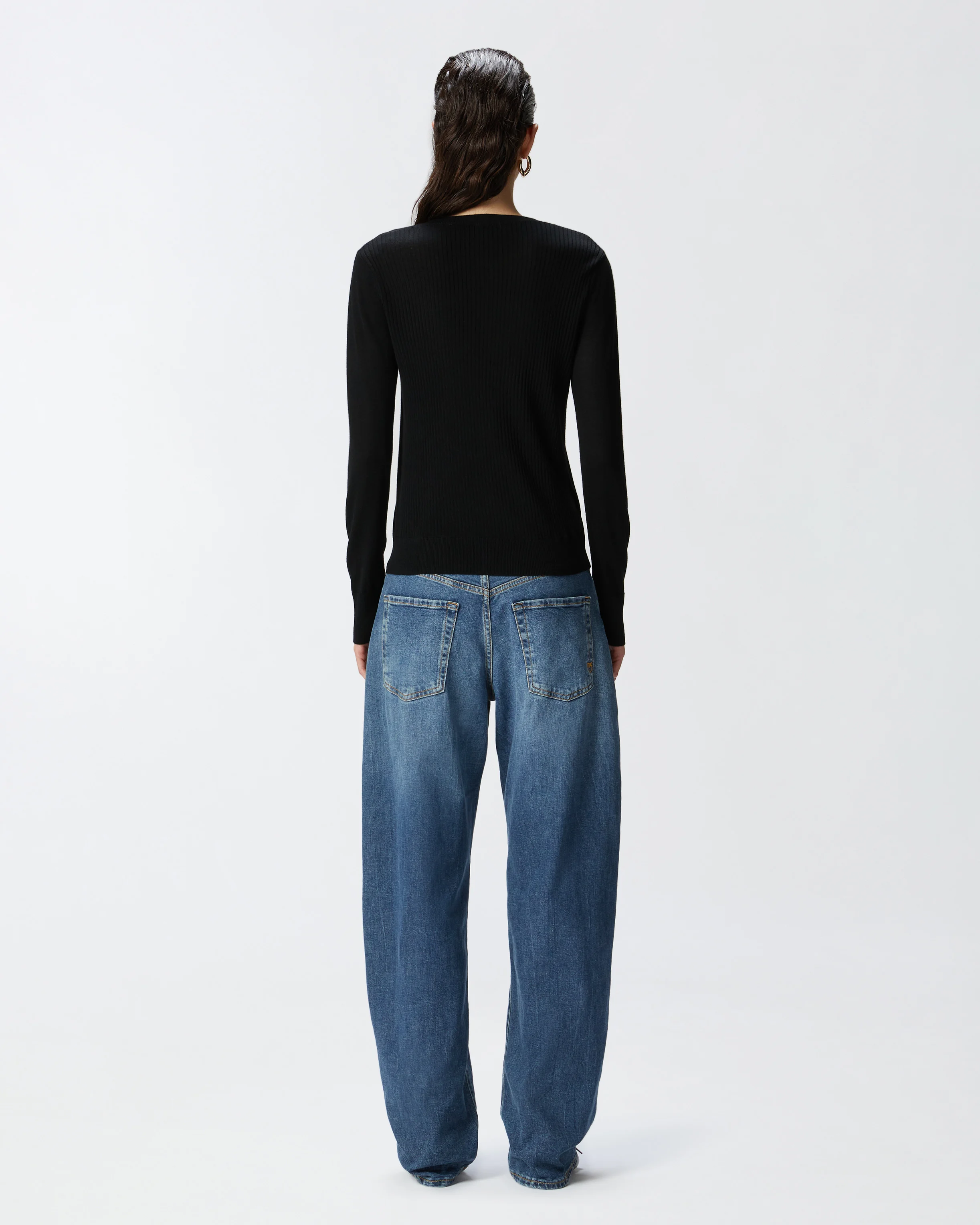 Cardigan ajusté à col v | Noir